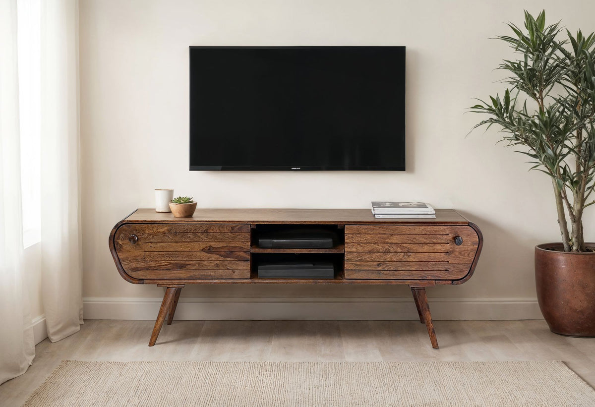 Bredt TV-bord i sheesham