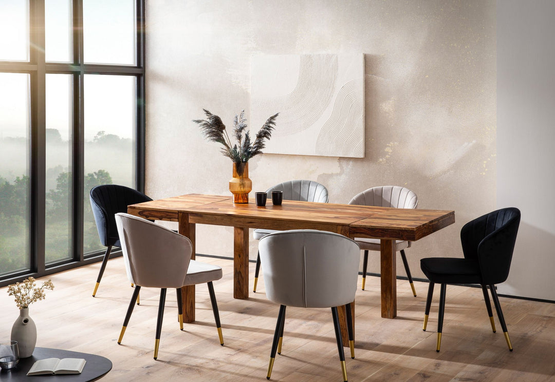 Spisebord 120-200 cm, massivt sheeshamtræ, tidløst; udtrækkeligt køkkenbord; stort rektangulært spisebord, enkelt; spisebord i træ