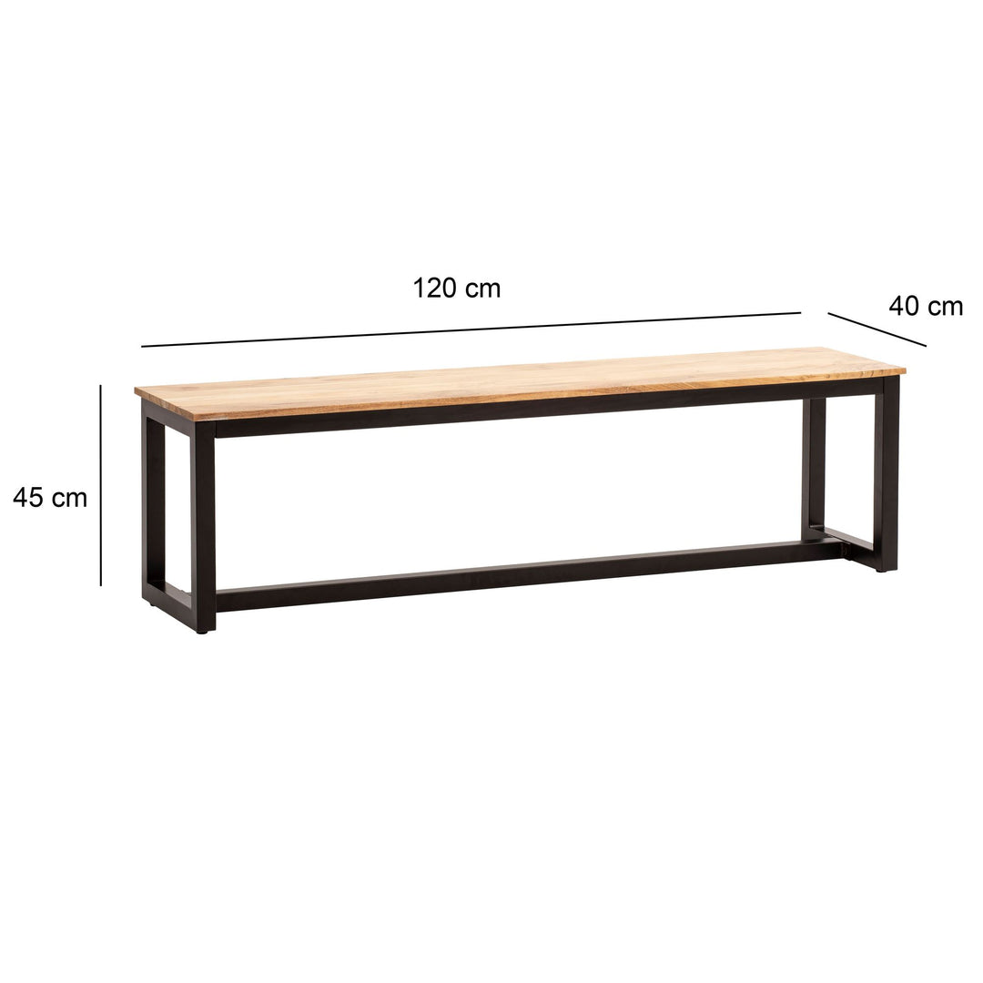 Spisebænk 120x40x45 cm akacie massivt træ metal loft-stil