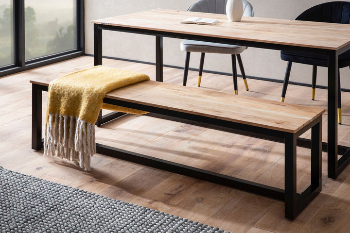 Spisebænk 120x40x45 cm akacie massivt træ metal loft-stil