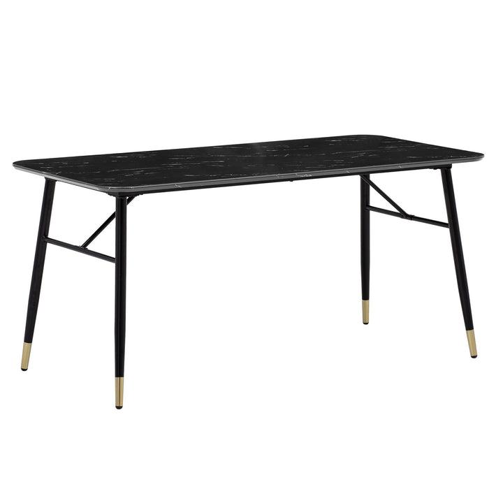 Spisebord med bordplade i sort marmorlook - 160 x 80 cm - Metalstel