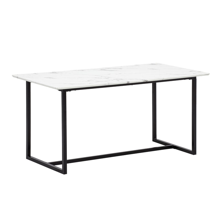 Rektangulært Spisebord 160x80 cm i Hvid Marmorlook – Moderne Designbord med Metalben