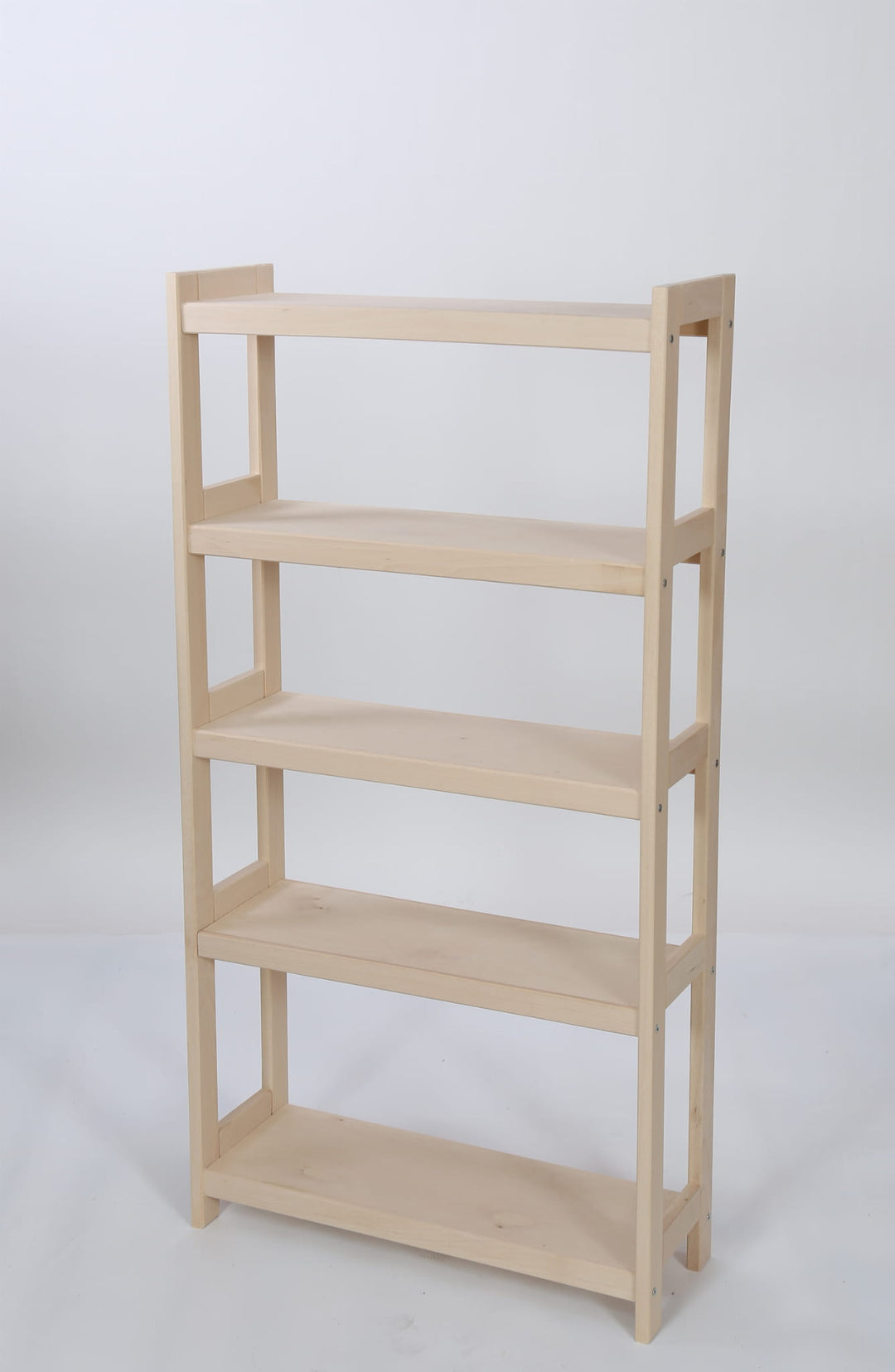 Bogreol i bøgetræ, 5 hylder, 136x80x25 cm