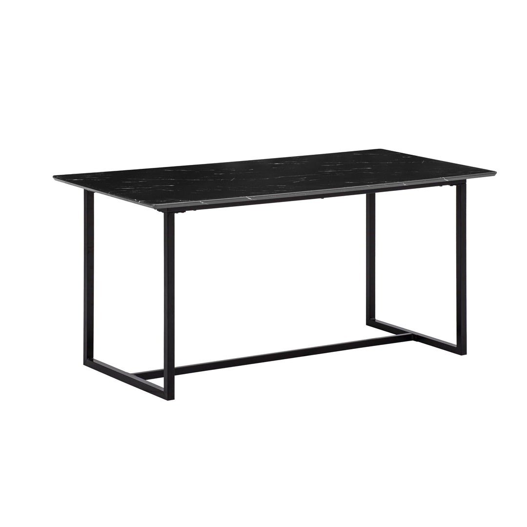Rektangulært Spisebord 160x80 cm i Sort Marmorlook – Moderne Designbord med Metalben