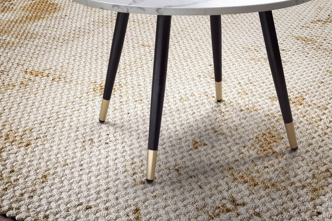 Rundt Sofabord 60 cm med Hvid Marmorlook – Moderne Designbord med Metalstel