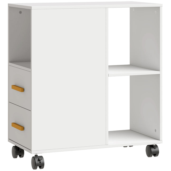 Printerstativ/bord med justerbar hylde, hjul til fax og scanner, 60 x 30 x 65 cm, hvid