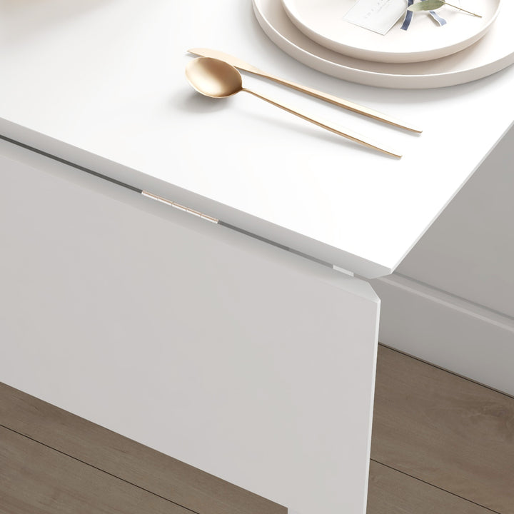 Spisebord, foldbart køkkenbord, 2 foldbare overflader, 110 x 86 x 75 cm, hvid
