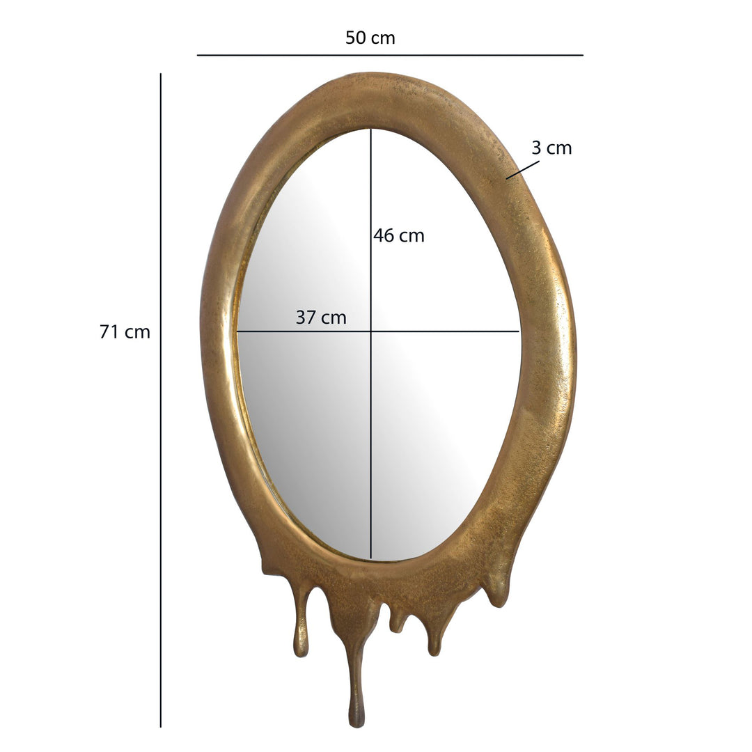 Vægspejl 50x71 cm metaldesign hængende spejl guld, ovalt aluminium dekorativt spejl med ramme, stort vægspejl, moderne spejl til entreen, garderobespejl