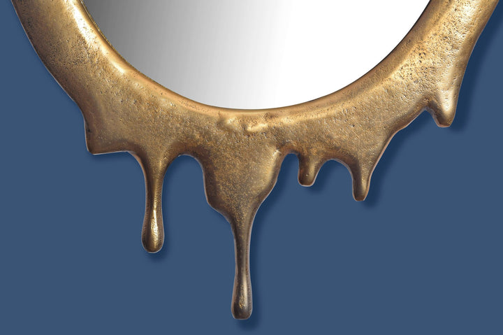 Vægspejl 50x71 cm metaldesign hængende spejl guld, ovalt aluminium dekorativt spejl med ramme, stort vægspejl, moderne spejl til entreen, garderobespejl