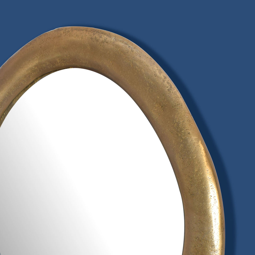 Vægspejl 50x71 cm metaldesign hængende spejl guld, ovalt aluminium dekorativt spejl med ramme, stort vægspejl, moderne spejl til entreen, garderobespejl