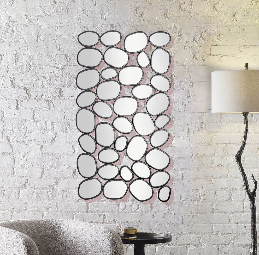 Vægspejl, 56x99cm med metalramme, kunsterisk, organisk stil