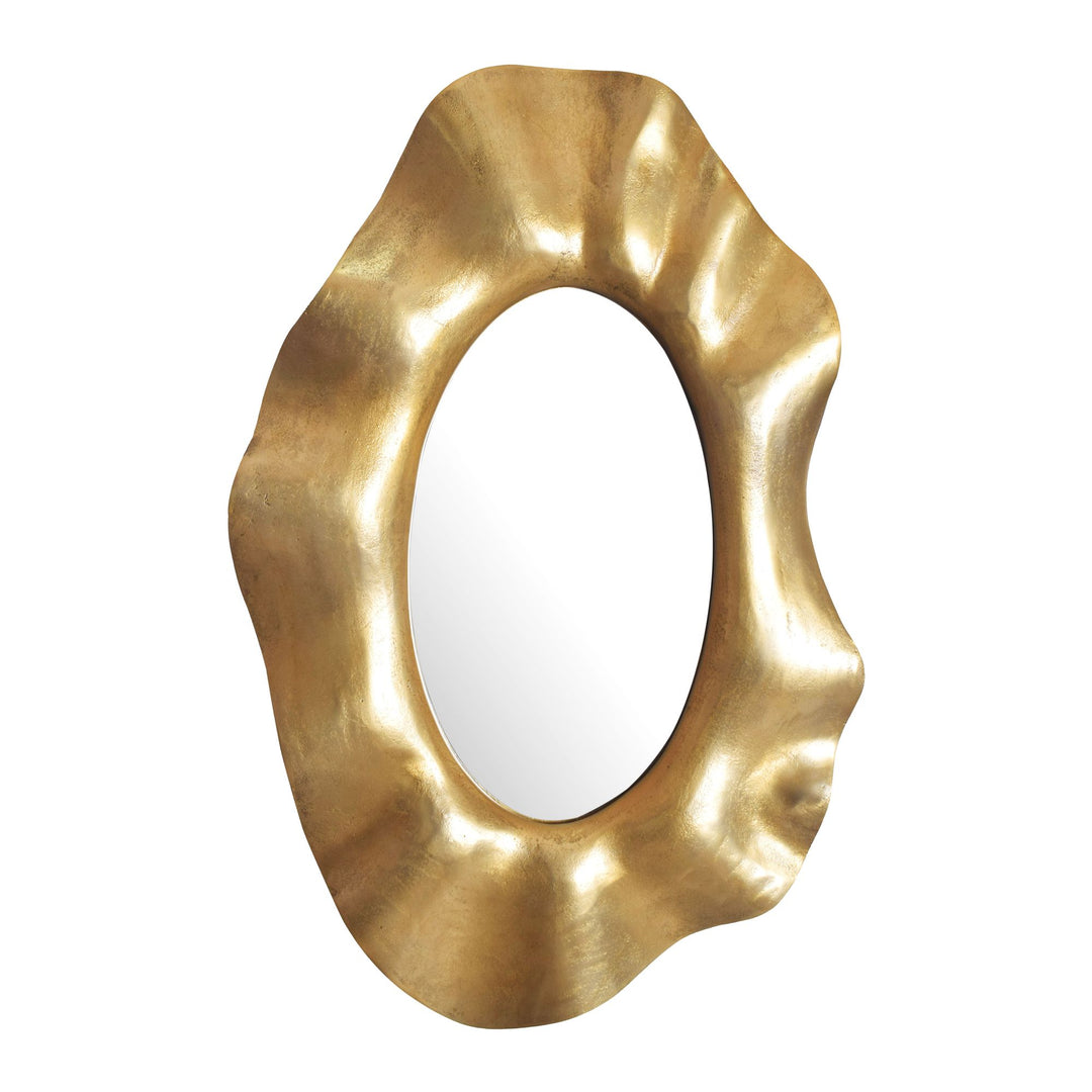 Asymmetrisk Vægspejl 60x90 cm i Guld Aluminium – Moderne Designspejl