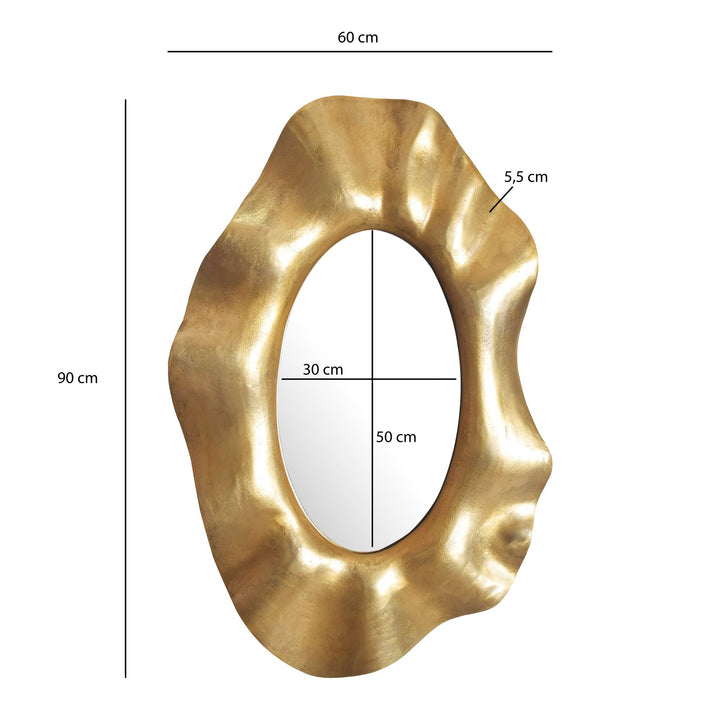 Asymmetrisk Vægspejl 60x90 cm i Guld Aluminium – Moderne Designspejl