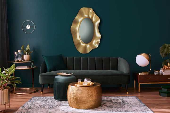 Asymmetrisk Vægspejl 60x90 cm i Guld Aluminium – Moderne Designspejl