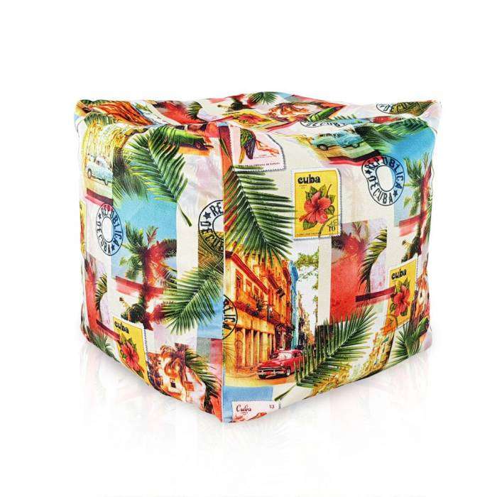 Square Cube Ottoman - Premium Printed Fabric