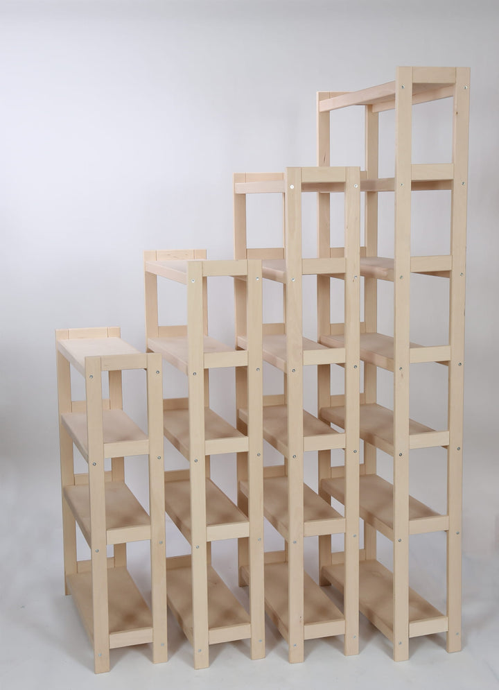 Bogreol i bøgetræ, 5 hylder, 136x80x25 cm