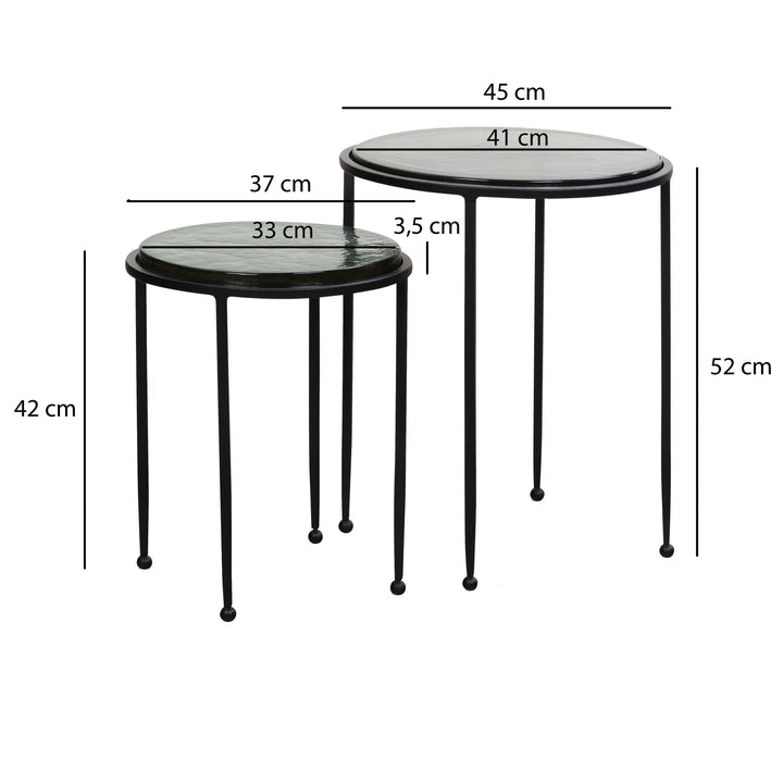 Rundt sofabordssæt med kant: Glas, metal og moderne design