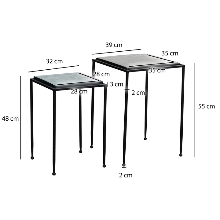 Sofabordssæt med kant: Glas, metal og moderne design