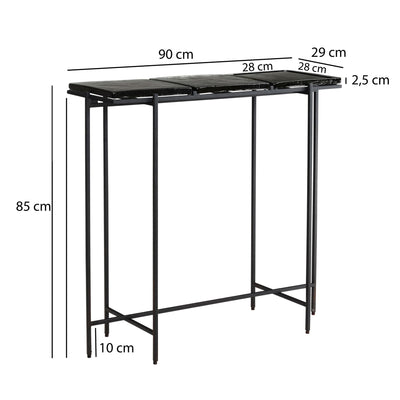 Multifunktionelt konsolbord: Brug det som skænk, skrivebord eller gangbord, 90x29x85 cm, sort