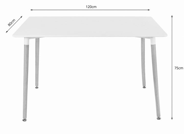 ADRIA bord 120 cm x 80 cm - hvid