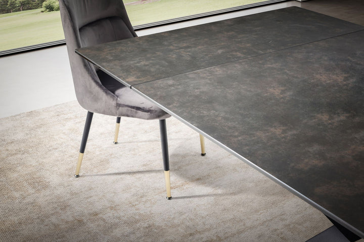 Udtrækkeligt spisebord 180-260 cm keramik glas sort