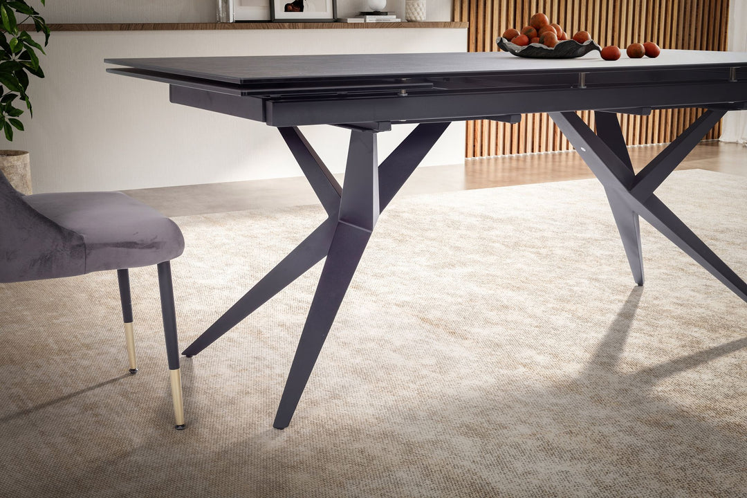 Udtrækkeligt spisebord 180-260 cm keramik glas sort