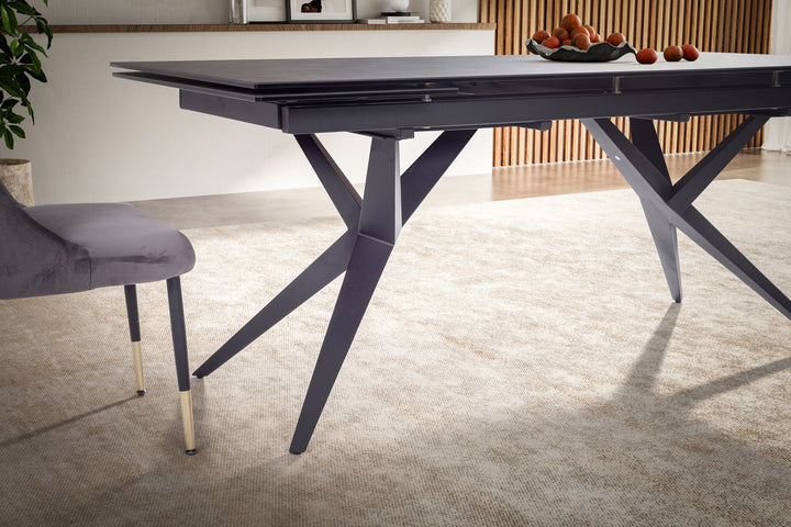 Udtrækkeligt spisebord 180-260 cm keramik glas sort