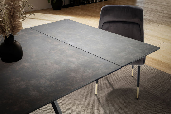 Udtrækkeligt spisebord 180-260 cm keramik glas sort