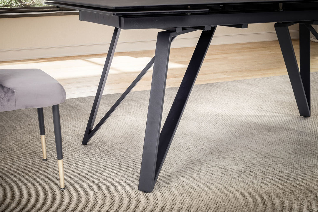 Udtrækkeligt spisebord 180-260 cm keramik glas sort
