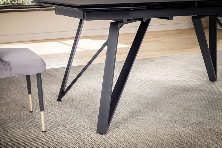 Udtrækkeligt spisebord 180-260 cm keramik glas sort