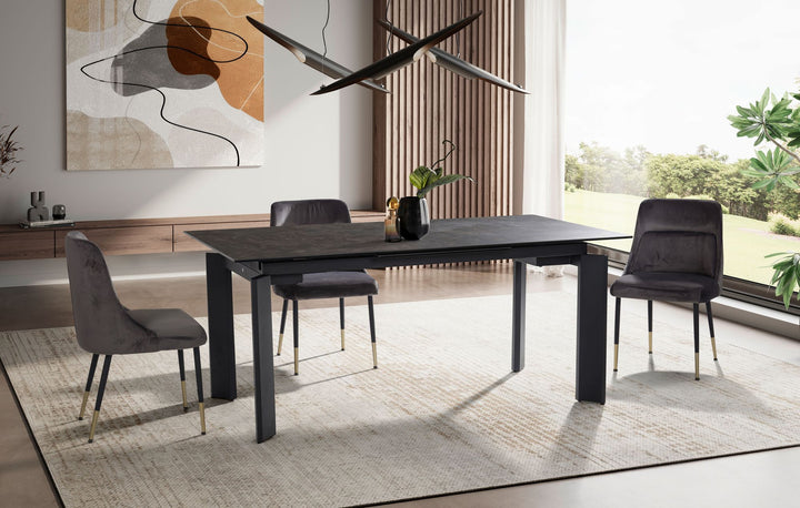 Spisebord 180x95x77 cm Glaskeramik spisebord sort