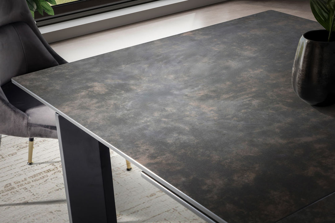 Spisebord 180x95x77 cm Glaskeramik spisebord sort