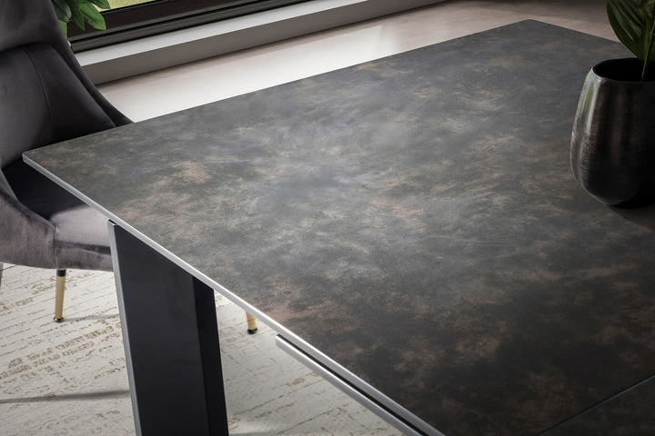 Spisebord 180x95x77 cm Glaskeramik spisebord sort