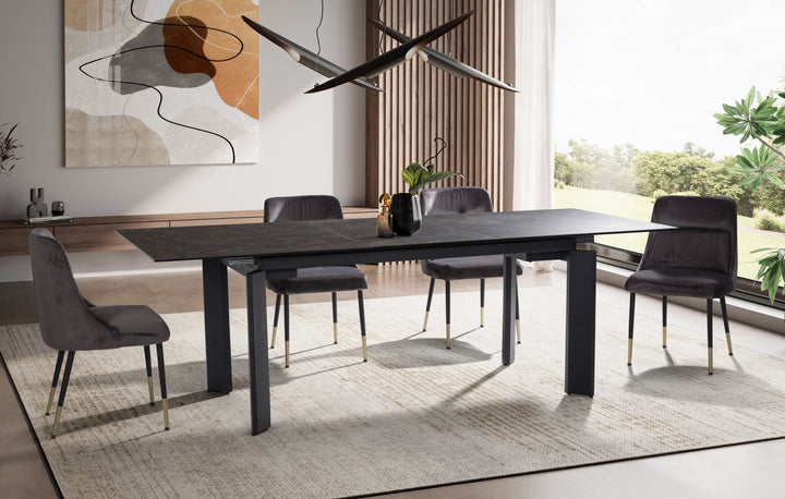 Spisebord 180x95x77 cm Glaskeramik spisebord sort