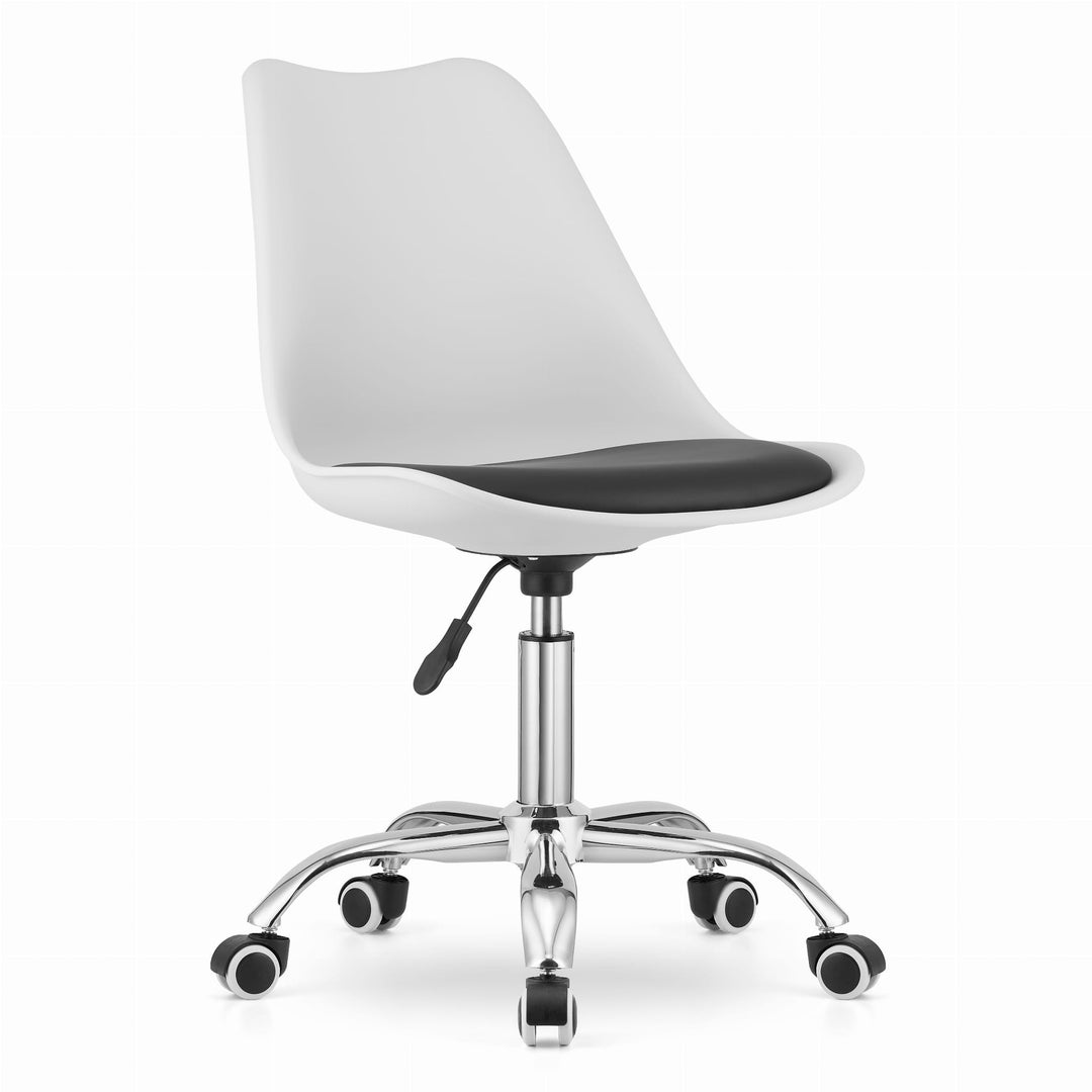 OSKAR ALBA kontorstol – tidløst design i hvid/sort med ergonomisk komfort