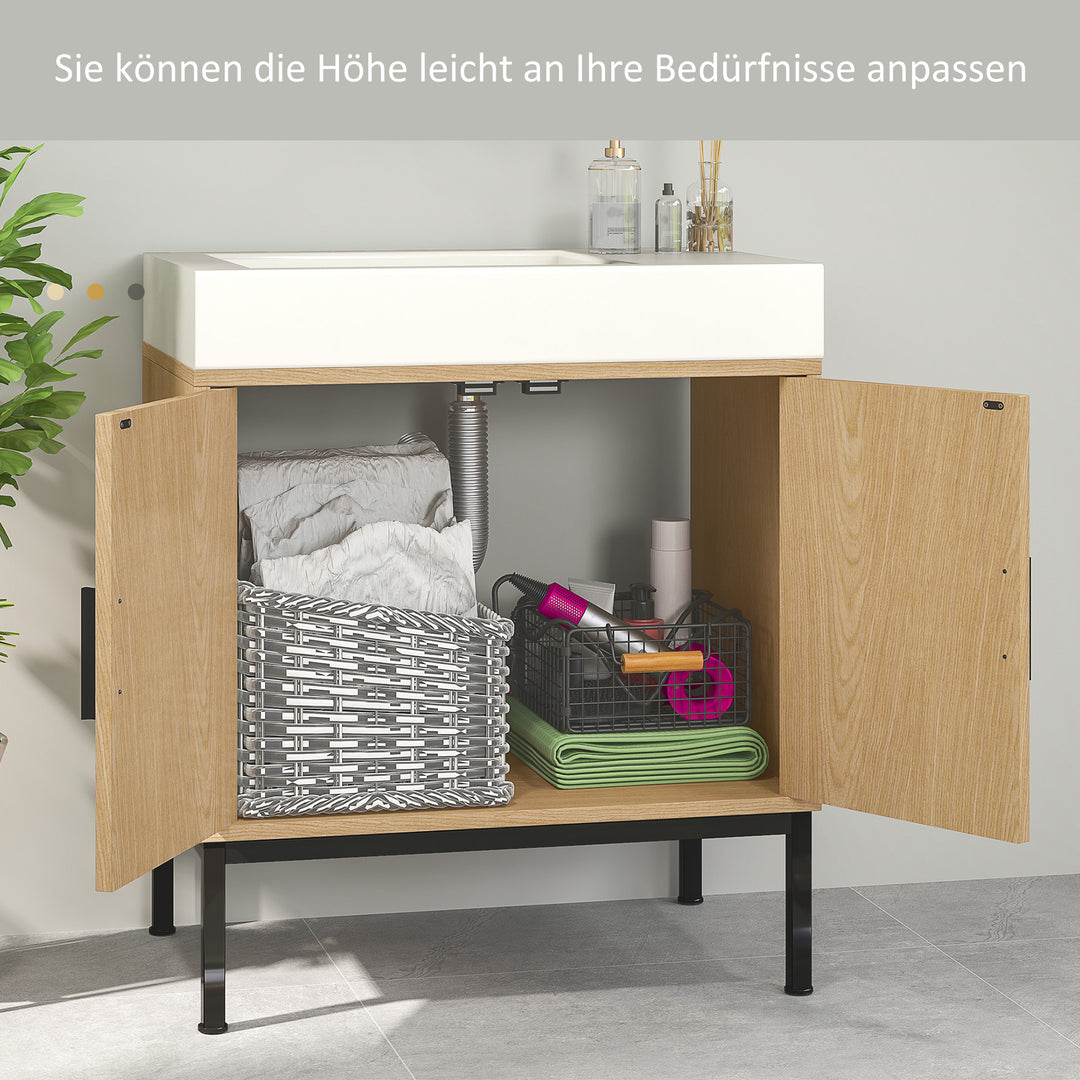 Badeværelsesskab, boho design, badeværelsesskab, rattanelementer, med u-snit, eg