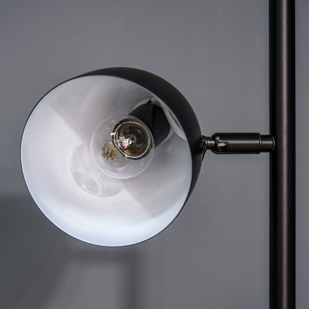 Gulvlampe, gulvlampe, 3 justerbare skærme, metal, sort