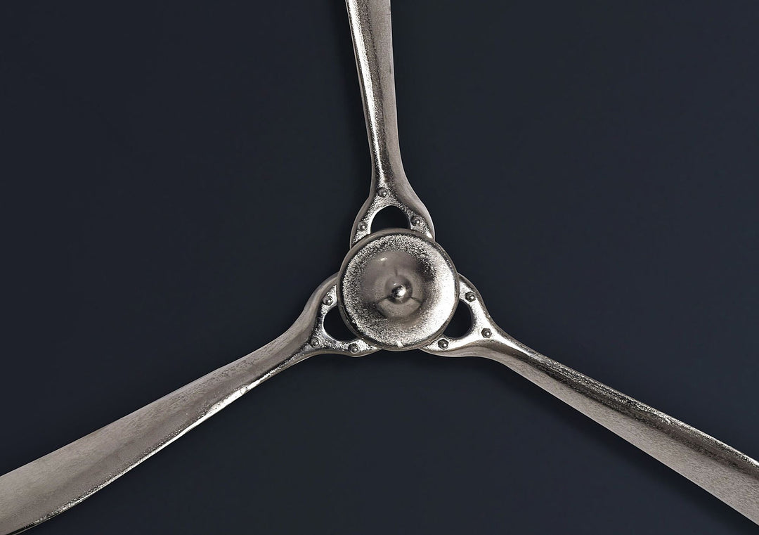 Dekorativ propel 85x85 cm sølvmetal flyvægpropel, boligindretning stor aluminiumsfigur, vægdekoration til hjemmet, XXL vægornament, moderne vægdekoration