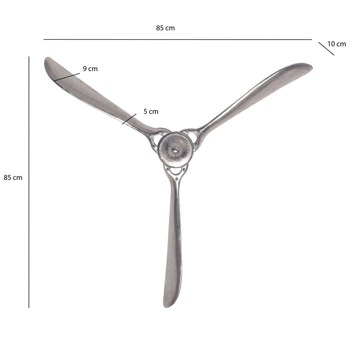 Dekorativ propel 85x85 cm sølvmetal flyvægpropel, boligindretning stor aluminiumsfigur, vægdekoration til hjemmet, XXL vægornament, moderne vægdekoration