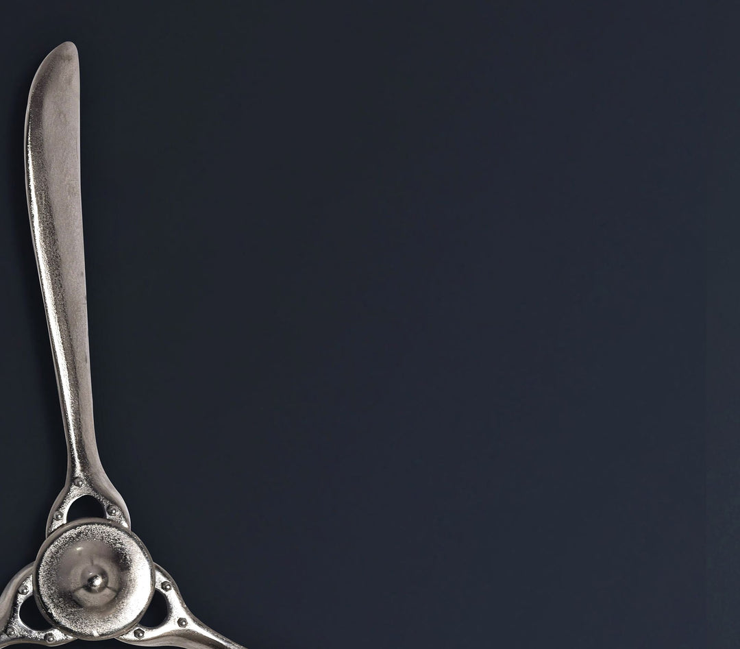 Dekorativ propel 85x85 cm sølvmetal flyvægpropel, boligindretning stor aluminiumsfigur, vægdekoration til hjemmet, XXL vægornament, moderne vægdekoration