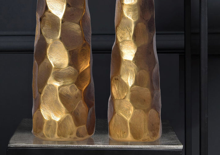 Dekorativ vase sæt med 2 aluminium guld blomstervaser,håndlavet