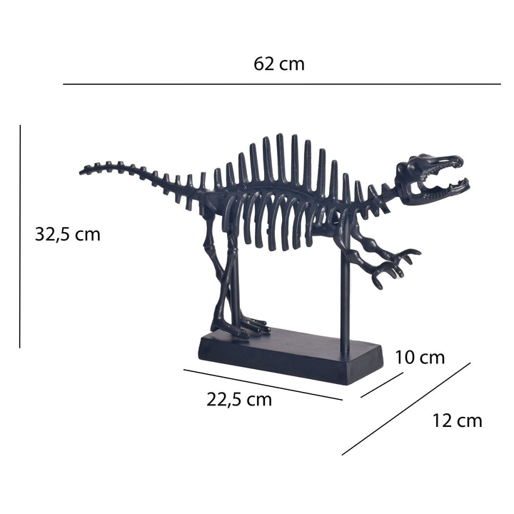 Dekorativ T-Rex figur, sort aluminium dinosaurstatue, 62 cm med base, moderne metaldesign, borddekoration, boligindretning, aluminiumsdekoration, boligtilbehør