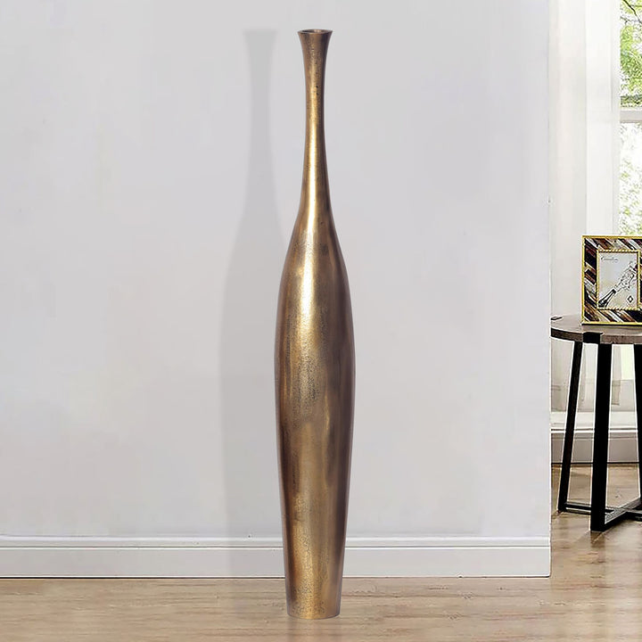 Dekorativ vase 100 cm aluminium guldfarvet blomstervase moderne, håndlavet