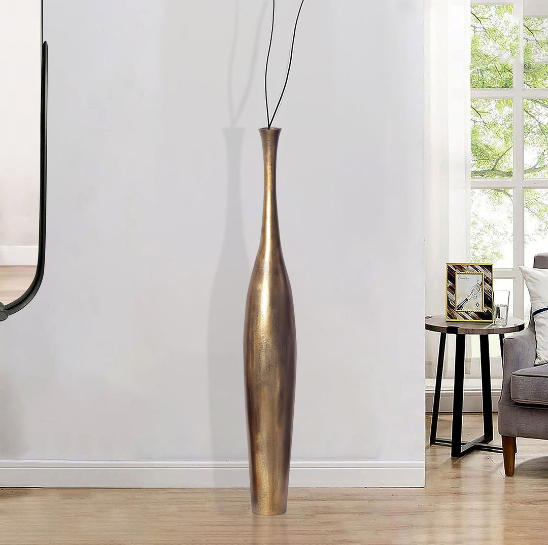 Dekorativ vase 100 cm aluminium guldfarvet blomstervase moderne, håndlavet