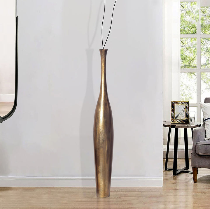 Dekorativ vase 100 cm aluminium guldfarvet blomstervase moderne, håndlavet