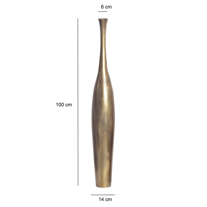 Dekorativ vase 100 cm aluminium guldfarvet blomstervase moderne, håndlavet