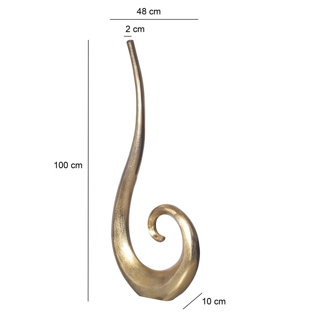 Dekorativ vase 100 cm aluminium guld spiral blomstervase moderne stor, ekstravagant dekorativ vase til blomster, XXL aluminium gulvvase metal boligindretning håndlavet