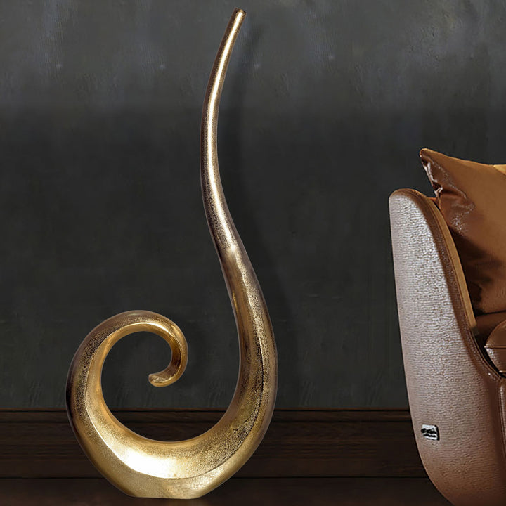 Dekorativ vase 100 cm aluminium guld spiral blomstervase moderne stor, ekstravagant dekorativ vase til blomster, XXL aluminium gulvvase metal boligindretning håndlavet