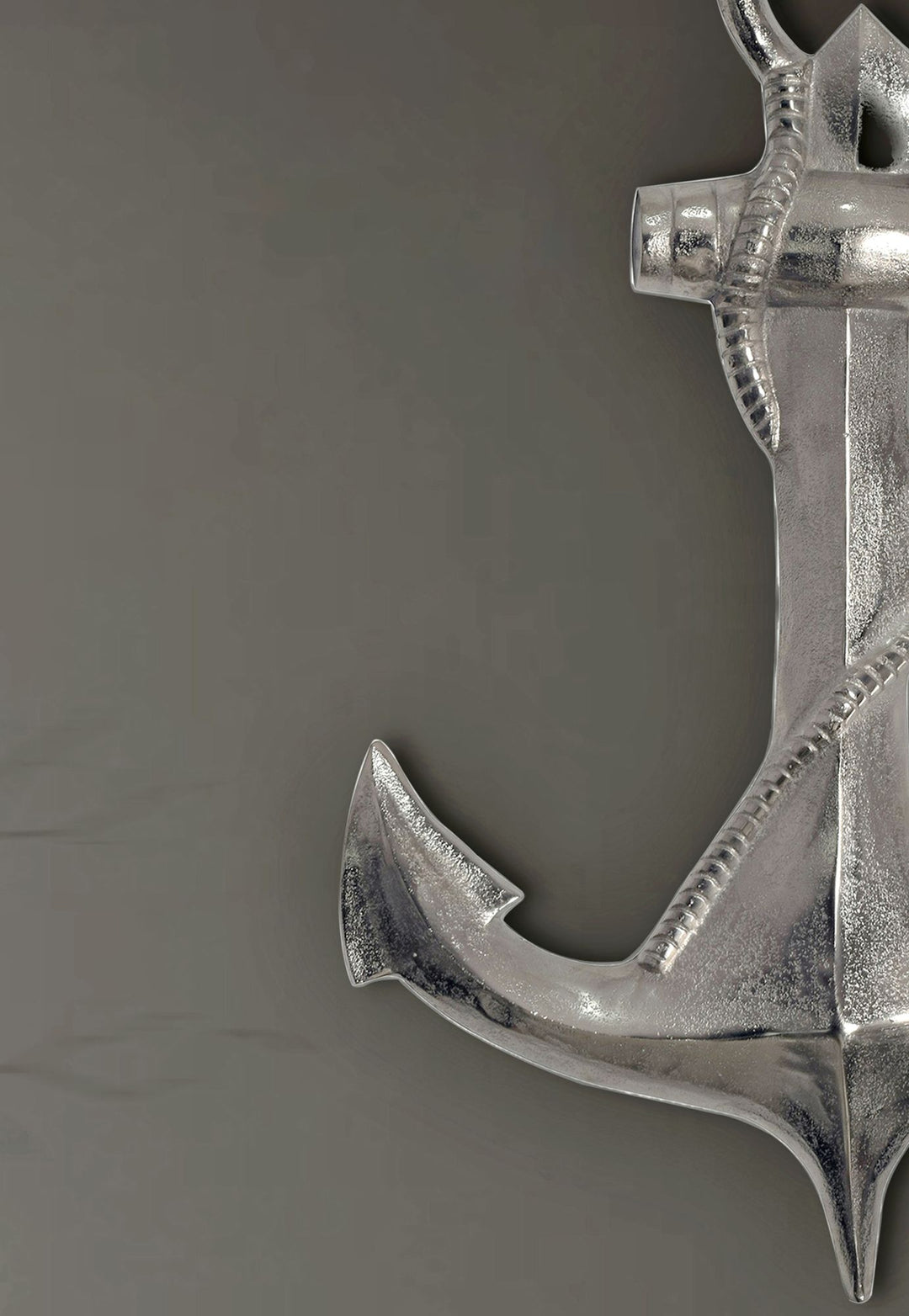 Dekorativt anker 70 cm sølv stor aluminiumsfigur boligindretning nautisk, designer vægdekoration metal, boligdekoration, XXL vægornament, moderne vægdekoration