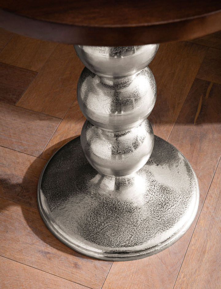 Sidebord, massivt mangotræ, metal, 50x50x61,5 cm, lille rundt sidebord, moderne stuebord, højt sofabord